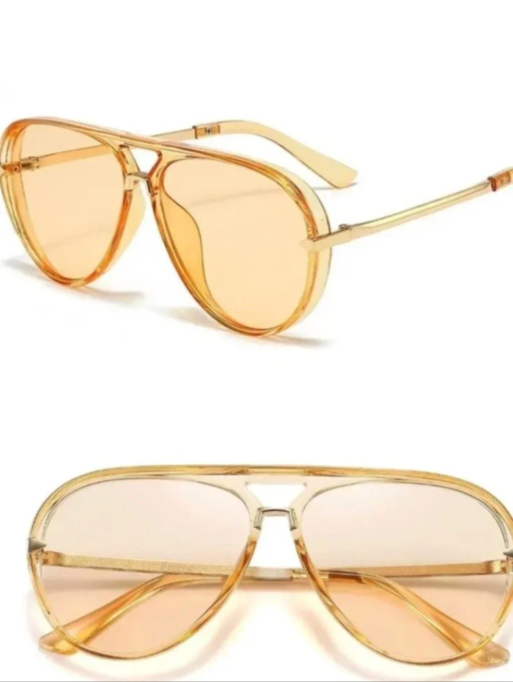 Aviator Sunglasses in Amber Transparent Frame